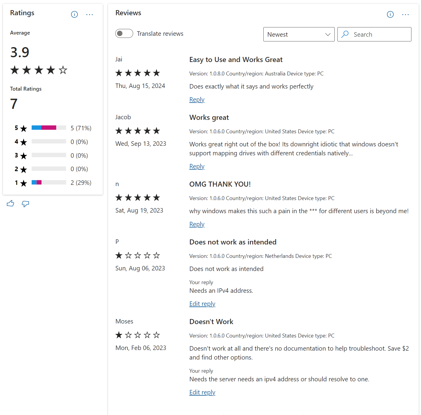 Store Review screenshot